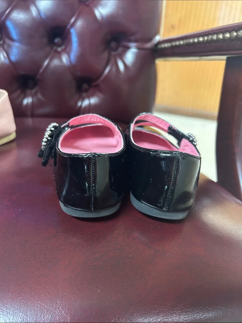 Girls Patent Double-Strap Mary Jane Dress Shoes in Pink and Black size 10